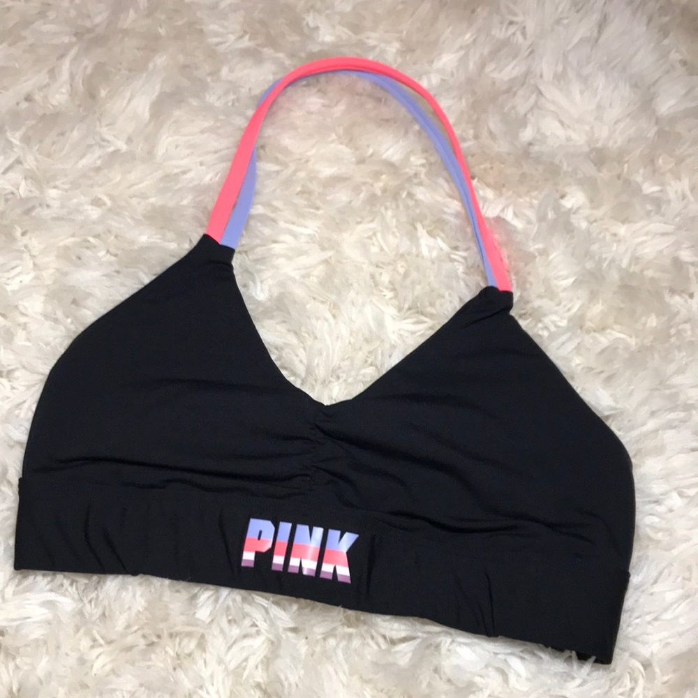 PINK Black Halter Sports Bra